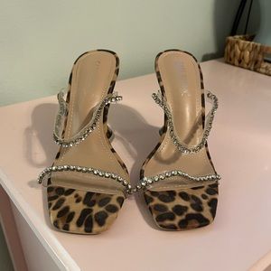 Leopard rhinestone heel